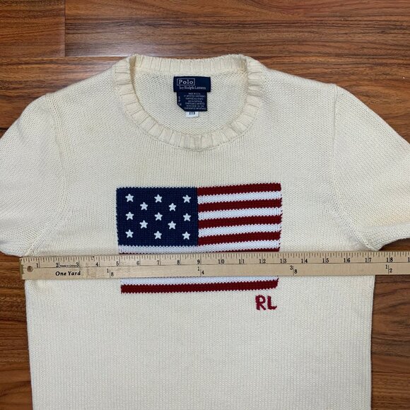 Polo Ralph Lauren USA American Flag RL Sweater Women's size Small Made in USA - Picture 14 of 14